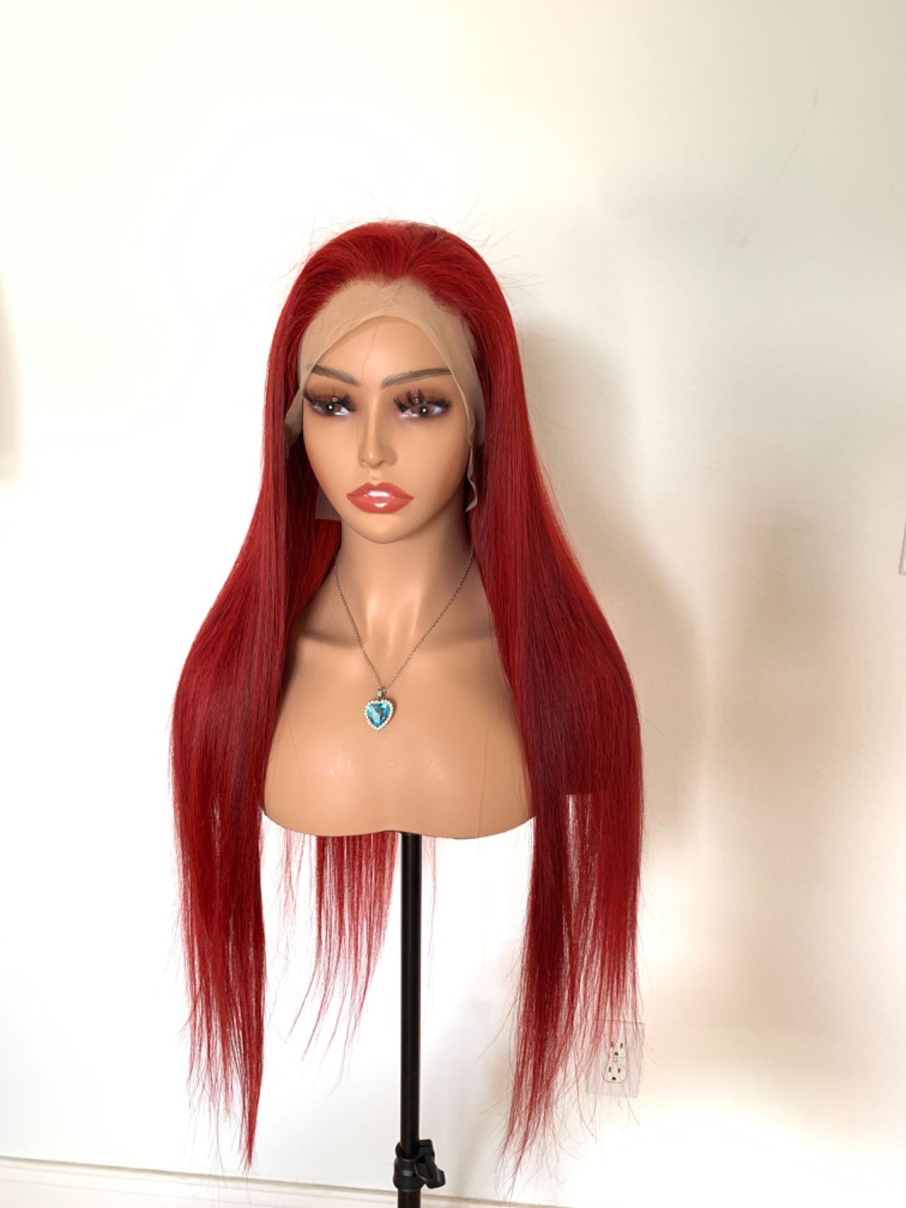 Ocean Quercy™ 13*4" Full Frontal Wig Straight 180% Transparent Lace Red