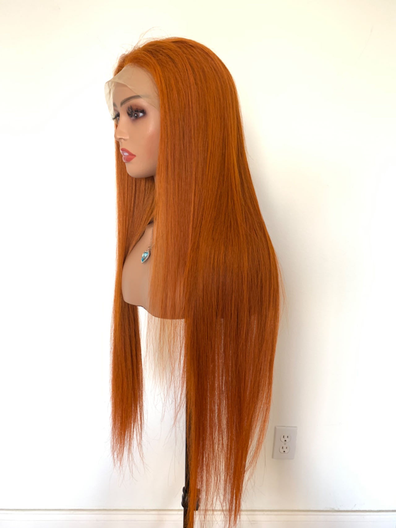 Ocean Quercy™ 13*4" Full Frontal Wig Straight 180% Transparent Lace Orange